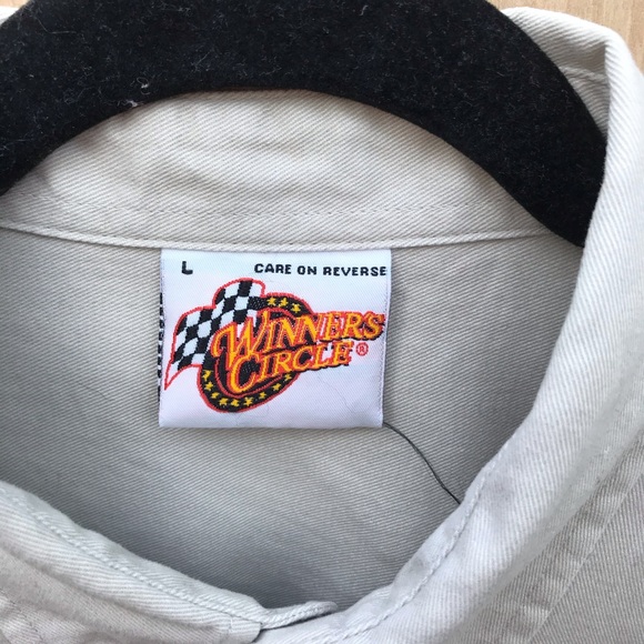 tony stewart short sleeve button up khaki Lrg NWOT - Picture 3 of 5